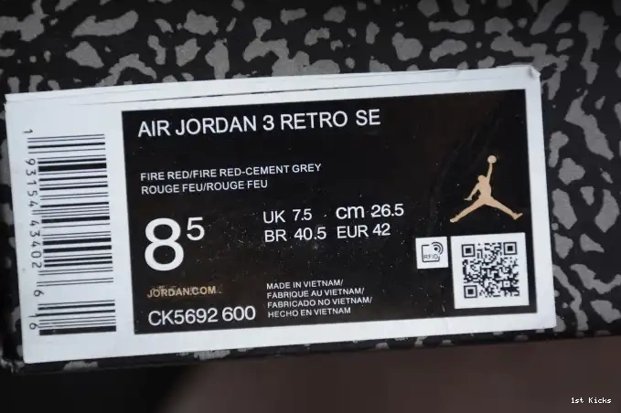 CK5692-600 Jordan Air 3 Red Cement 0606